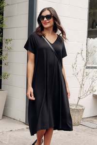 Basic Tee Dresses: Tiffany Black Bamboo Tee Dress