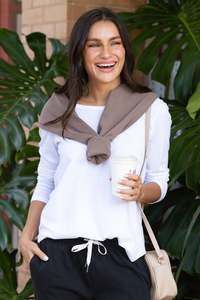 Essentials Edit: Megan White Cotton Long Sleeve Top
