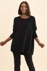 Meryl Black Wool Blend Drape Jumper