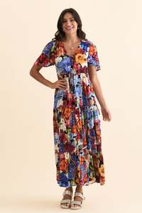Butler Orange Garden Tie Maxi Dress