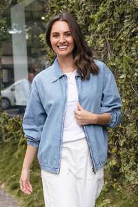 Denim Jackets: Callie Blue Denim Bomber Jacket