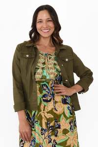 Denim Jackets: Siobhan Olive Stretch Jacket