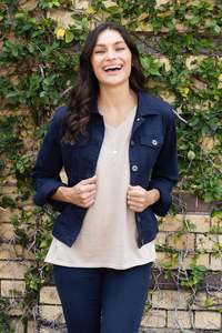 Denim Jackets: Danielle Navy Stretch Jean Jacket