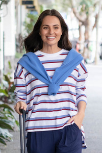 White Clothing: Sigrid White Stripe Long Sleeve Cotton Tee