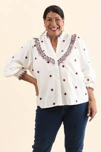 Agnes White Spot Embroidered Shirt