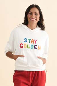 White Clothing: Meeko White Cotton Hooded Jumper