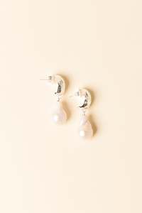 Gable Silver Pearl Pendant Earrings