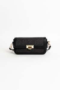 Adorne: Hattie Black Weave Crossbody Bag