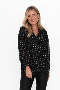 Brave True: Ritz Black Spot V Neck Blouse