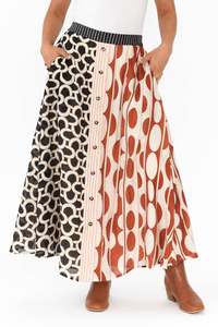 Brave True: Lucie Blush Geo Button Up Skirt