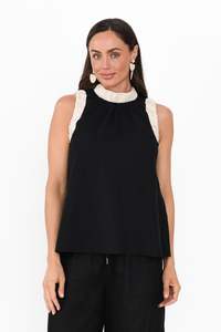 Brave True: Kelley Black Trim Cotton Blend Tank