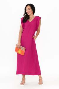 Brave True: Matilda Hot Pink Pink Linen Dress
