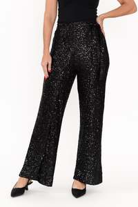 Brave True: Mae Black Sequin Wrap Pants