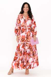 Brave True: Gertie Pink Floral Cotton Tier Dress