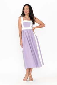 Brave True: Jolie Purple Trim Cotton Blend Dress