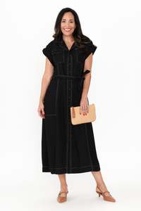 Brave True: Patricia Black Cotton Blend Tie Dress