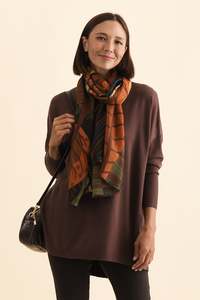 Enhance Accessories: Linnea Brown Leaf Scarf