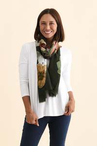 Enhance Accessories: Landry Green Flower Scarf