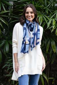 Enhance Accessories: Gutha Blue Abstract Scarf