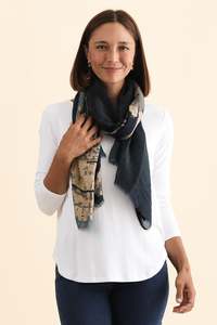 Enhance Accessories: Kallo Navy Abstract Scarf