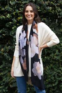 Enhance Accessories: Landry Black Flower Scarf