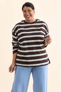 Foxwood: Harper Chocolate Stripe Long Sleeve Tee