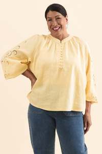 Carlson Yellow Embroidered Blouse