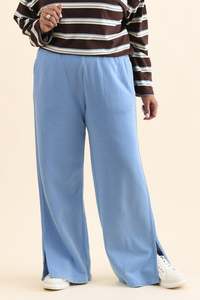 Classic Blue Cotton Split Sweatpants