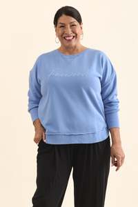 Foxwood: Signature Blue Cotton Crewneck Sweatshirt