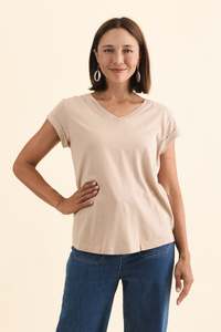Foxwood: Monte Oat Cotton Vee Tee