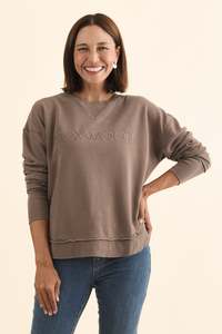 Simplified Brown Cotton Crewneck Sweatshirt