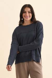 Kymberly Navy Cotton Knit Jumper
