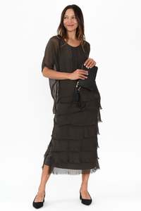 La Strada: Katerina Chocolate Silk Overlay Maxi Dress