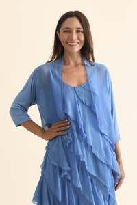 La Strada: Gianetta Blue Silk Cardigan