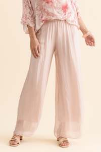 La Strada: Enid Blush Silk Pants