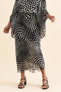Zilpha White Spot Silk Skirt