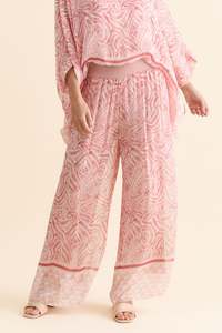 La Strada: Reba Pink Abstract Silk Layer Pants