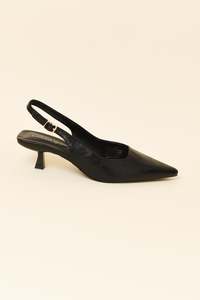 Laguna Quays: Wizz Black Leather Slingback Heel