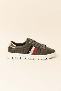 Laguna Quays: Elope Khaki Bee Leather Sneaker