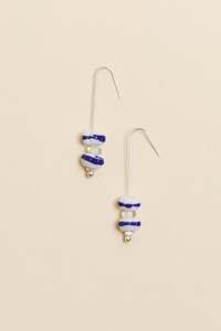 Mira Blue Glass Beaded Hook Earrings