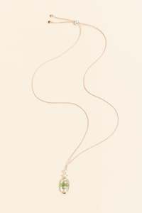 Rancho: Cecily Green Flower Glass Beaded Necklace