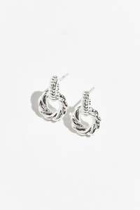Bellae Silver Twisted Hoop Drop Earrings