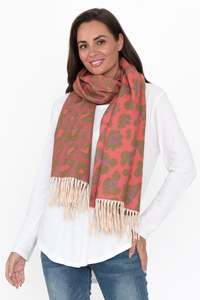 Tiger Tree: Marwa Pink Leopard Tassel Scarf