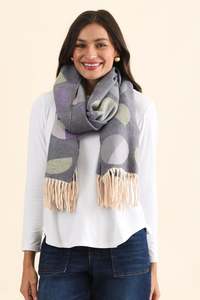 Tiger Tree: Kindra Indigo Geo Tassel Scarf