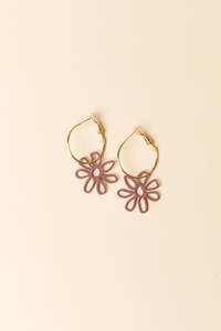 Tiger Tree: Aubi Mocha Flower Drop Hoop Earrings