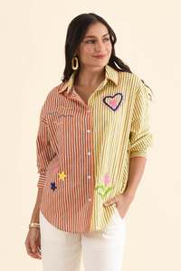 Zoda: Woods Yellow Summer Cotton Embroidered Shirt