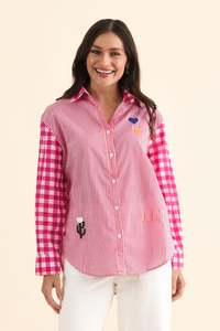 Zoda: Woods Pink Western Cotton Embroidered Shirt