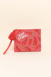 Zoda: Dulce Hot Pink Chilli Beaded Clutch