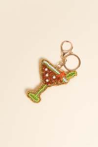 Zoda: Green Martini Beaded Keychain