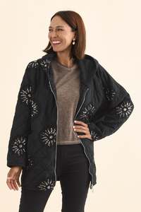 Mintaro Black Sequin Quilted Jacket